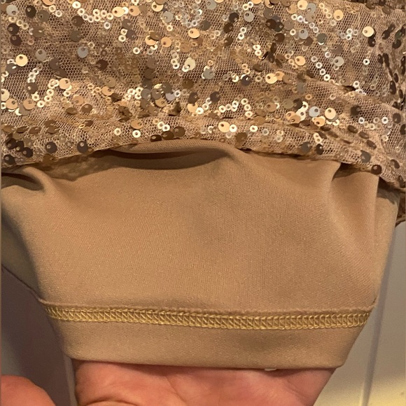$10 dress sale! NWT Forever 21 gold sequin cocktail dress,lined stretch mesh,M - Picture 6 of 10